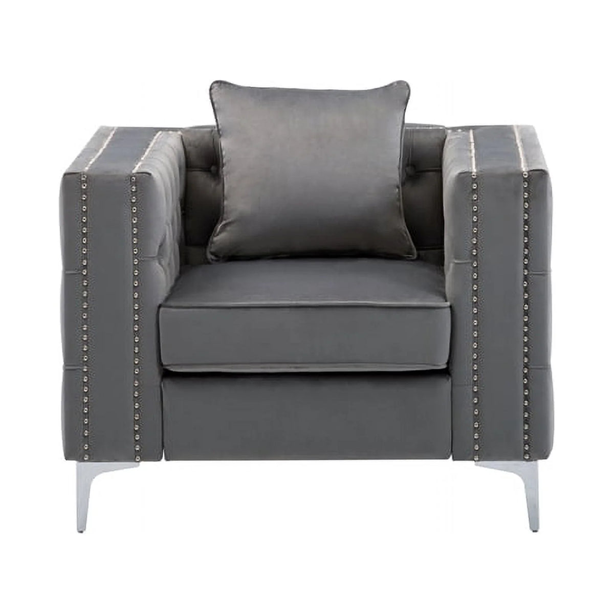 2 Piece Velvet Loveseat and Chair Set in Gray C3585