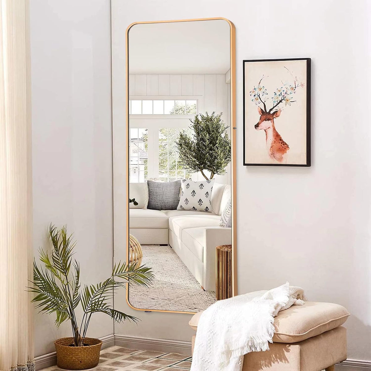 Gold Aluminum Alloy Frame Full Length Floor Mirror I1919