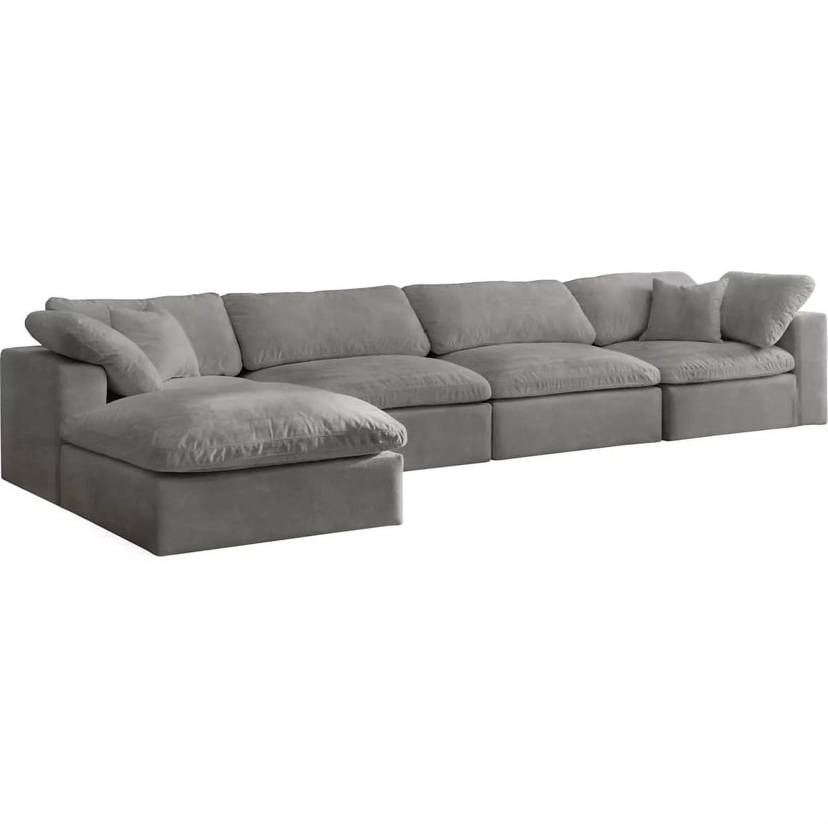 Gray Velvet Modular Sectional F5680