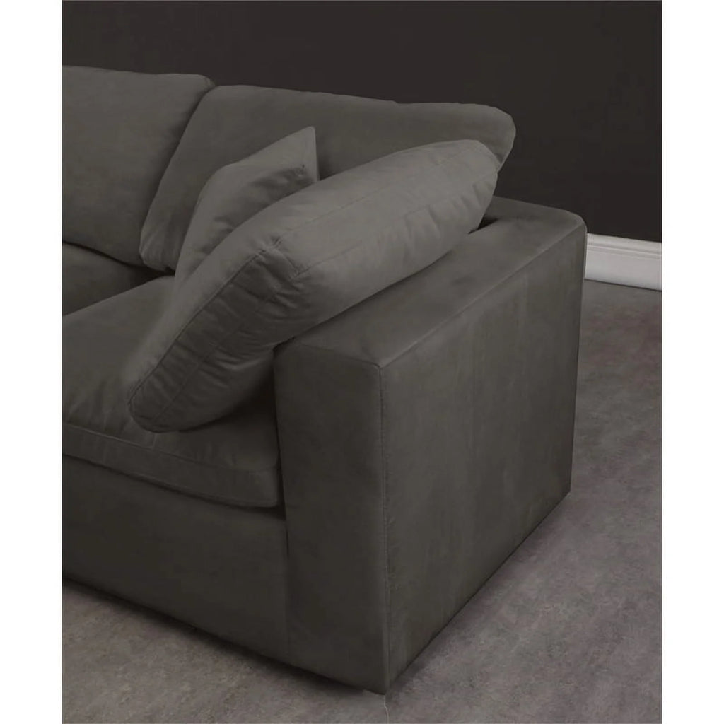 Gray Velvet Modular Sectional F5680