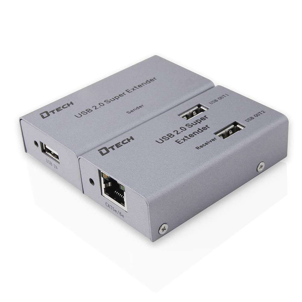 50m USB Extender over Ethernet Cat5 Cat6 Cable with 4 USB Ports Power Adapter Pack of 2 U739