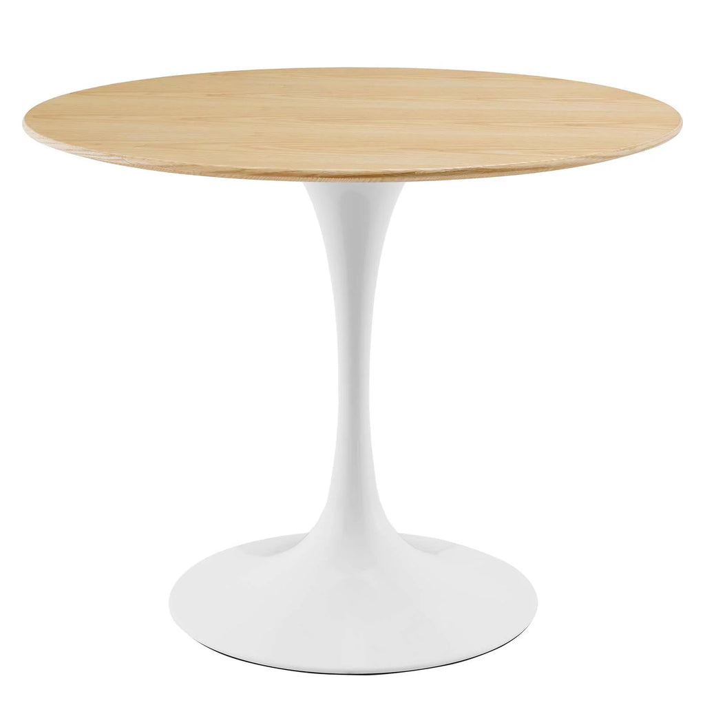 36 inch Round Natural Brown White Wood Metal Dining Table H2639