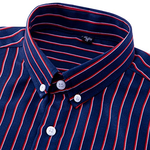 Men's Long Sleeve Vertical Striped Button Down Dress Shirt W370
