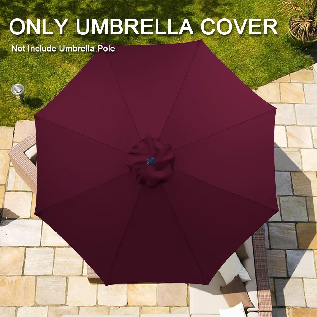 Wine Red 6.5FT 6 Ribs Patio Umbrella Replacement Top Canopy Cover X86510