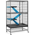 Hammered Black Rolling Metal Small Animal Cage with Removable Ramp U7367