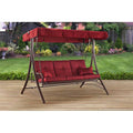 Red 3-Seat Canopy Porch Swing Bed V5676