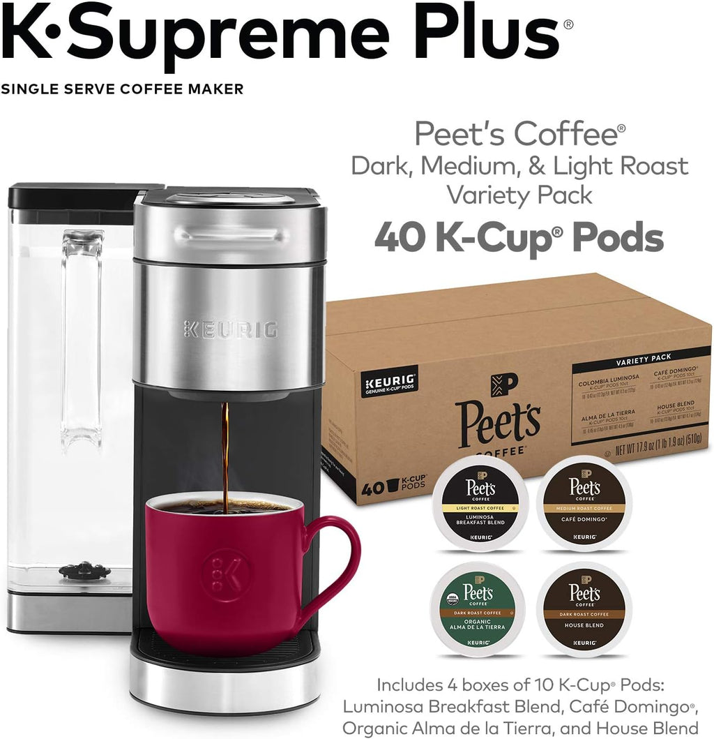 Stainless Steel Coffee Maker, 40 Count Variety Pack Coffee Pods B947435