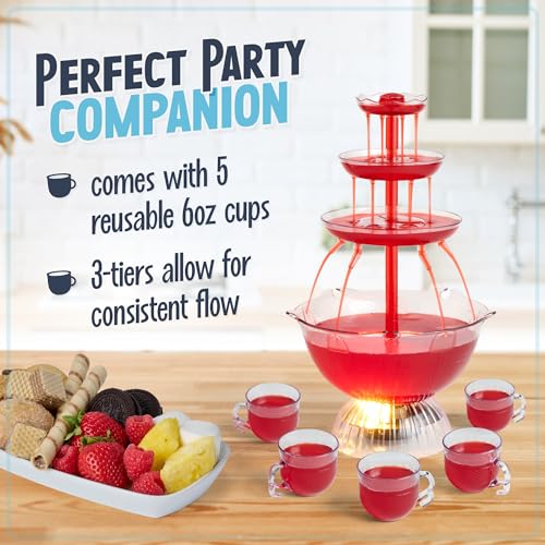 3-Tier Lighted Party Fountain, 1.5 Gallons, 8 Reusable Cups H962