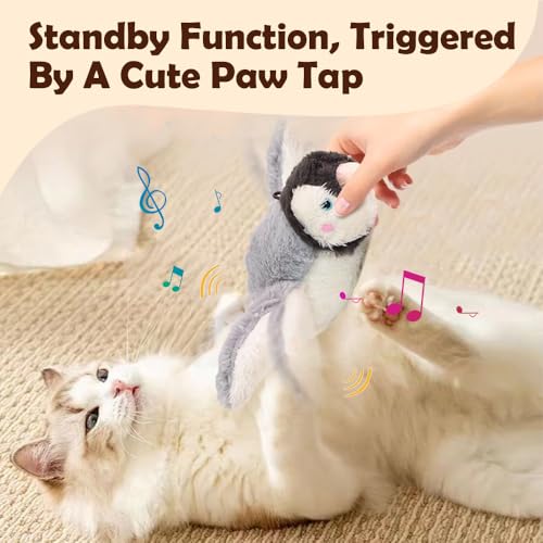 Interactive Chirping Bird with Flapping Wings Rechargeable Cat Toy (Grey) K581