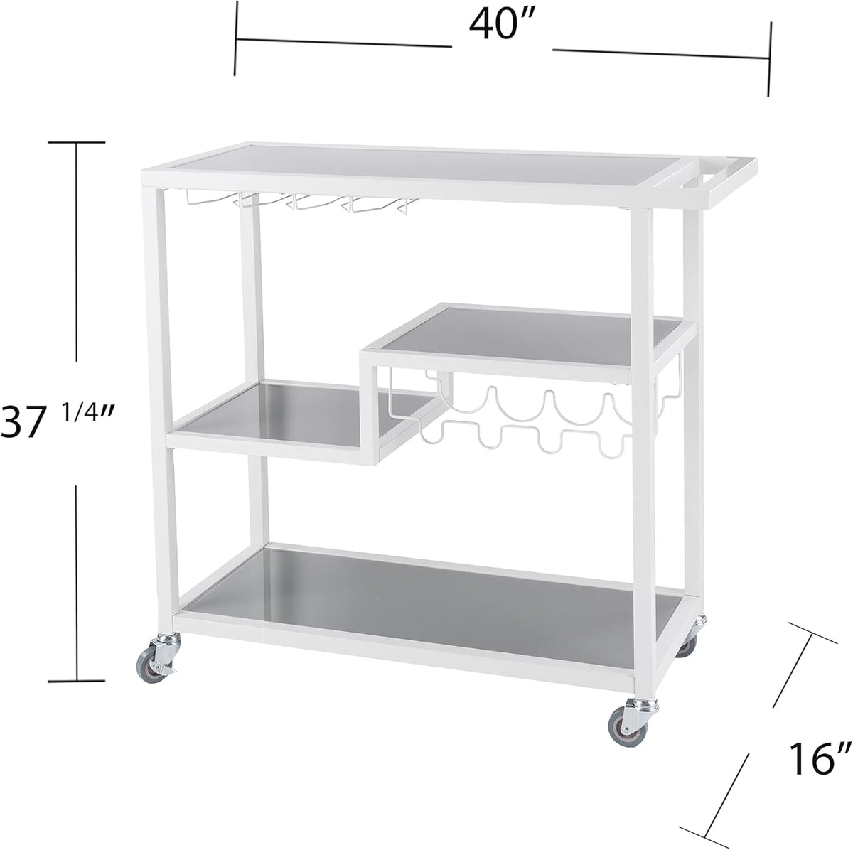 White Bar Cart with Wheels B6367
