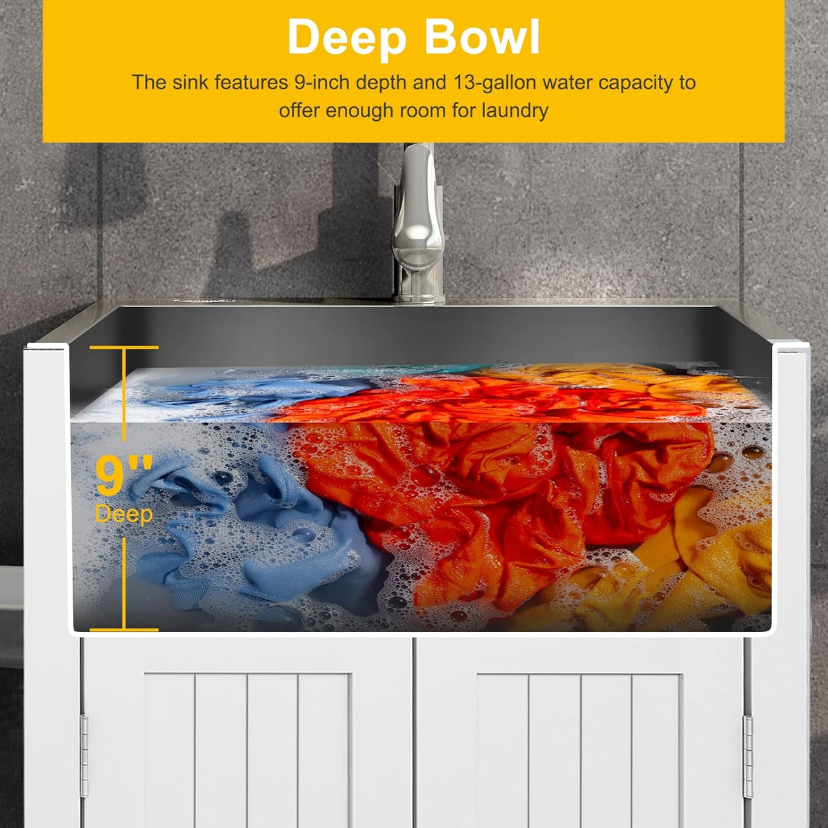 24-Inch Stainless Steel Laundry Sink with Cabinet G580