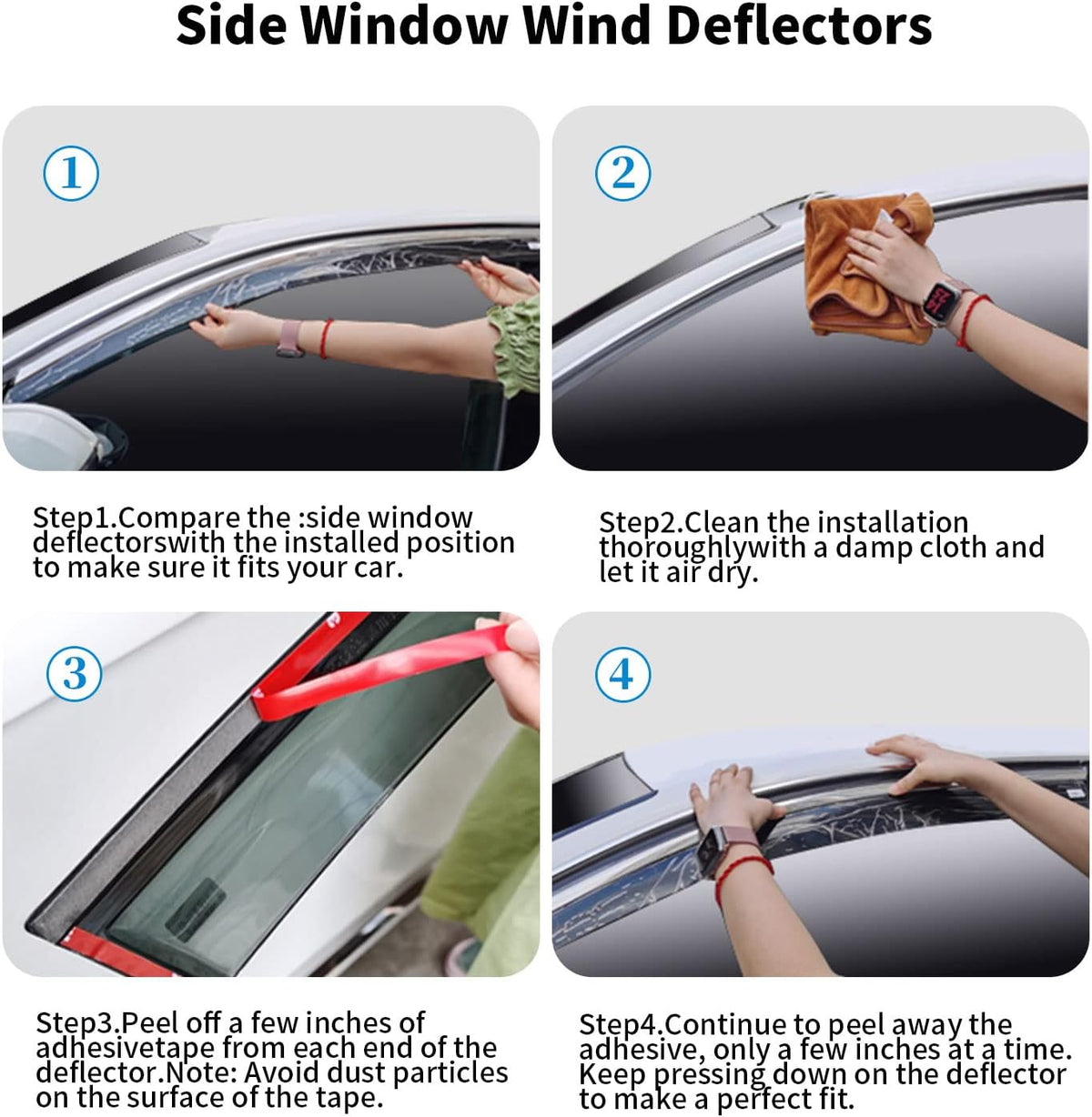4-Piece Side Window Deflectors Rain Guards for Dodge Ram Crew Cab L71235