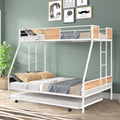 Twin Over Twin Full Metal Bunk Bed Frames with Trundle & Two-Side Ladders M4019