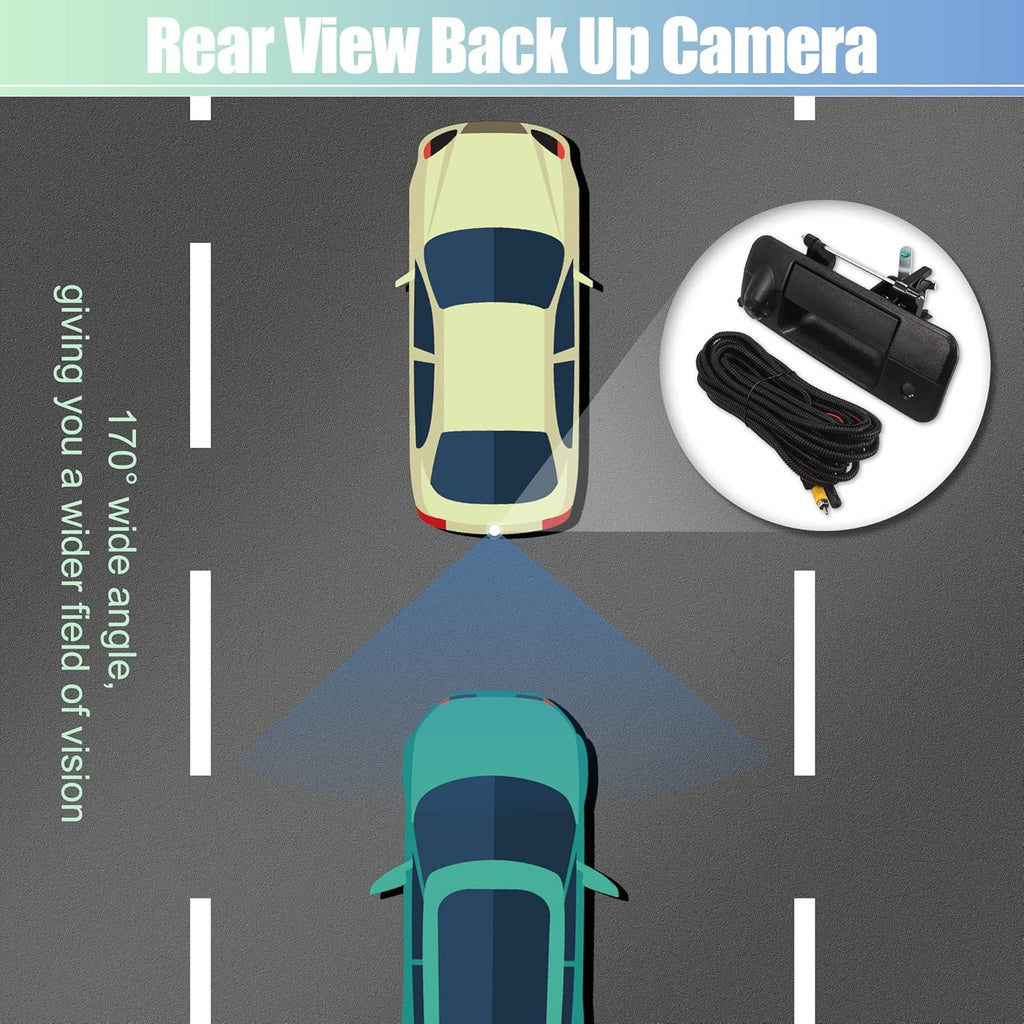 Tailgate Rear View Back Up Camera Set with Liftgate Handle for Toyota Tundra 2007-2013 Pack of 2 W2543