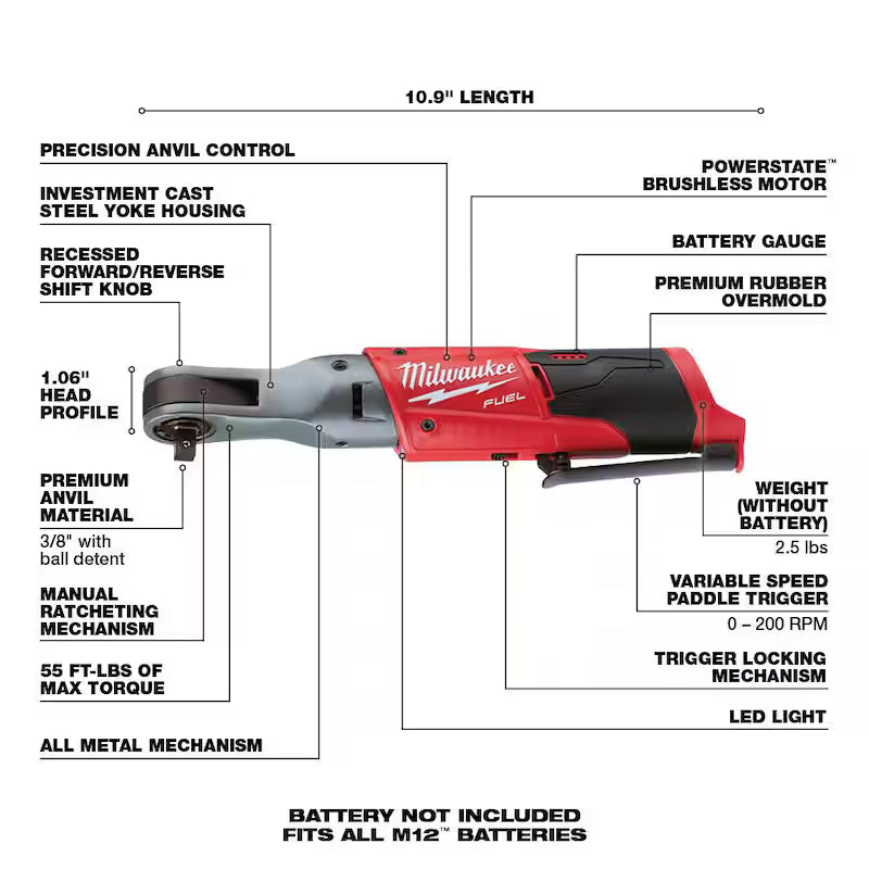 12V Lithium-Ion Brushless Cordless 3/8 in. Ratchet P674166
