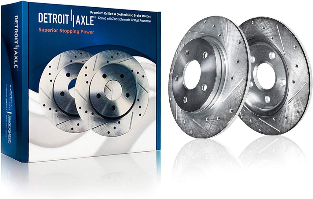 Front & Rear Drilled Slotted Rotors + Brake Pads 10pc Set U747