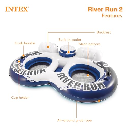 Inflatable Floating Lounge with Built-in Cup Holders and Grab Handles, Blue M500
