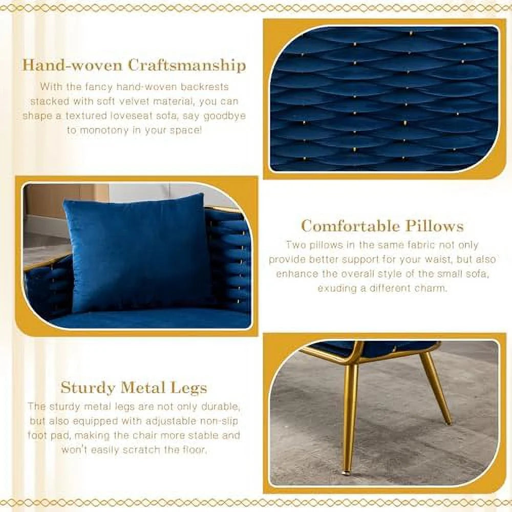 Velvet Accent Sofa Chair with 2 Pillows A2295
