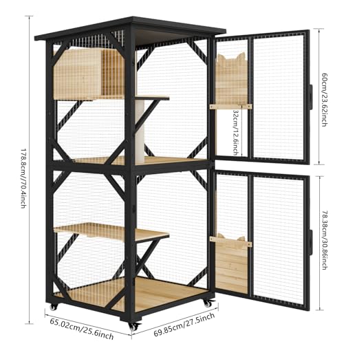 White Cat House Catio Outdoor Enclosure with Waterproof Roof on Wheels J5276