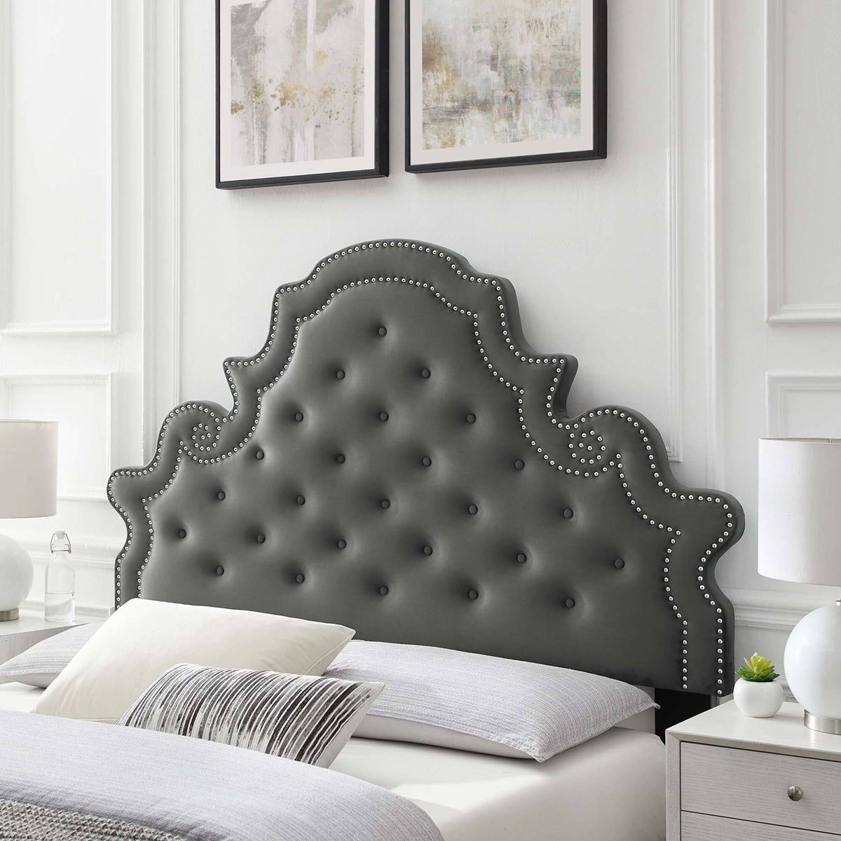 Teal Performance Velvet King Headboard J3564