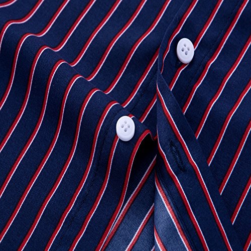 Men's Long Sleeve Vertical Striped Button Down Dress Shirt W370