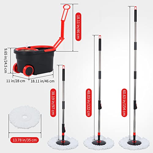 Stainless Steel 61" Spin Mop and Bucket with 3 Microfiber Mop Refills Z505