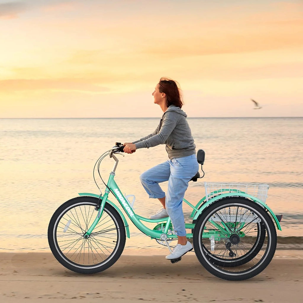26 Adult Tricycle 3 Wheel 7 Speed 450lbs Capacity Cruise Trike with Shopping Basket R8270
