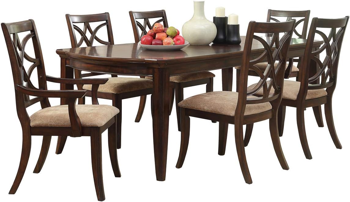 7 Piece Dining Room Set in Brown Cherry Z82891