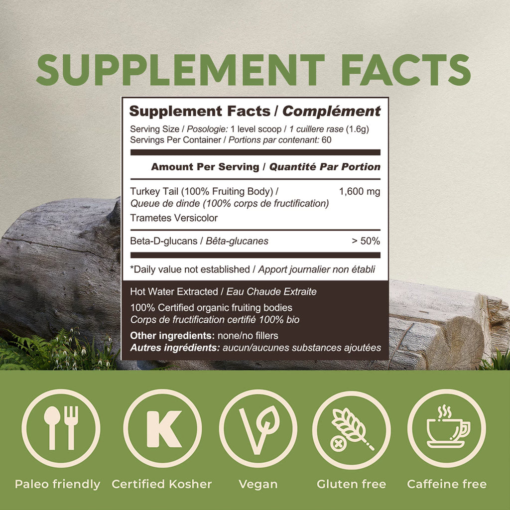 Organic Turkey Tail Mushroom Supplement Powder 3.5 oz M7491