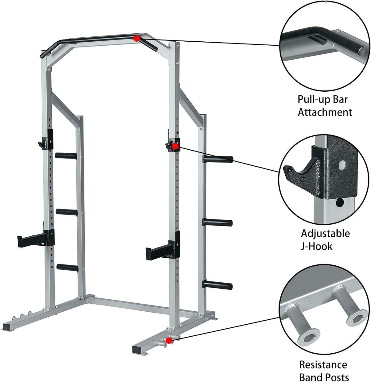 Power Rack Squat Stand Weight Rack with Pull Up Attachment T4464
