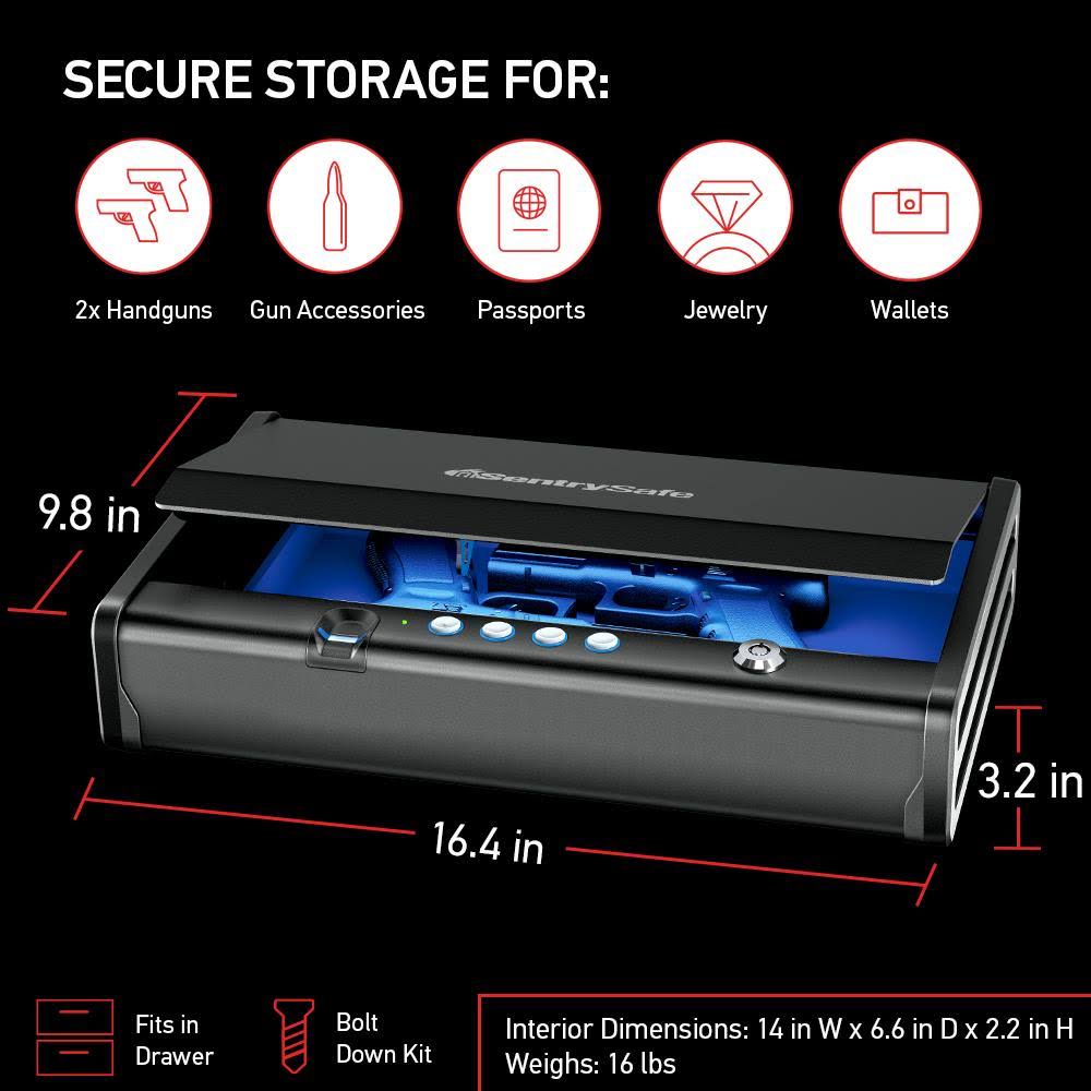 XL Biometric Pistol Safe O1005