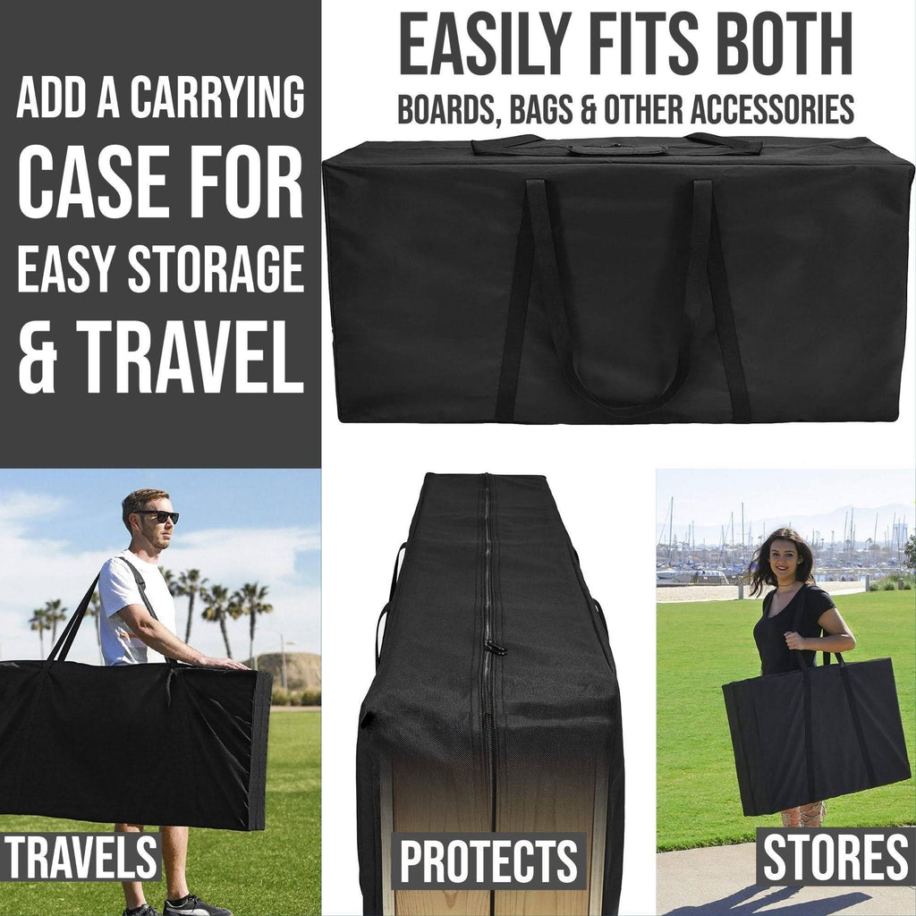 Black and Gold Cornhole Board Set with Carrying Case S5766