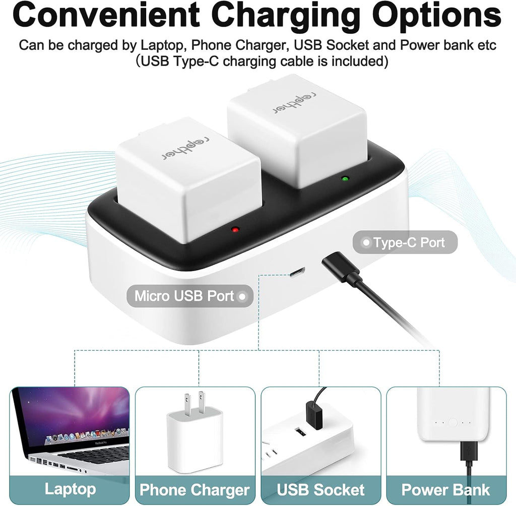 2560mAh Rechargeable Replacement Battery with Charger Station (2 Batteries+1 Charger) L5825