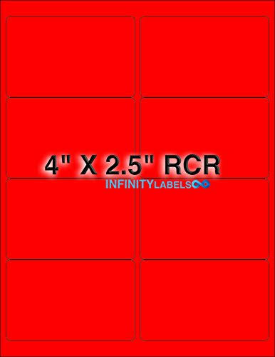 Fluorescent Red Paper Labels 200 Sheets Q7142