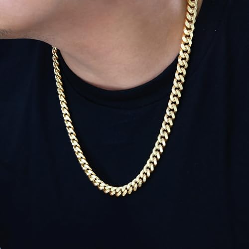 14k Yellow Gold 9mm Thick Miami Cuban Link Chain Necklace D862821