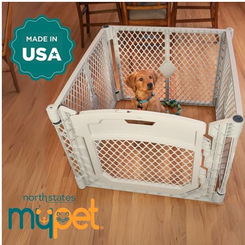 4-Panel Folding Dog Playpen, 26" Tall, Brown Z5088