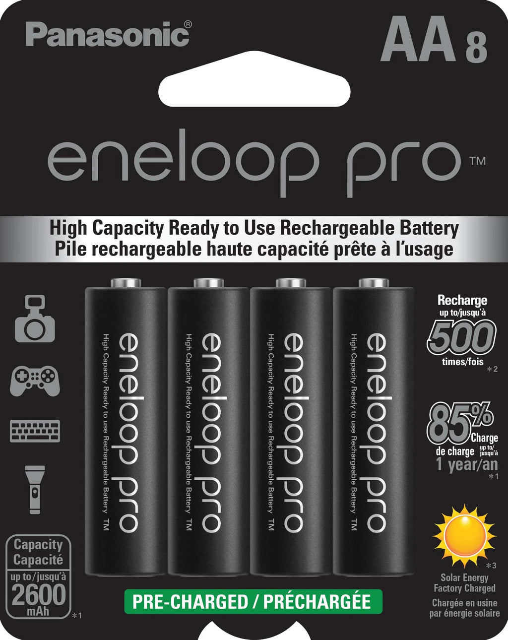 8-Battery Pack AA Rechargeable Batteries S58601