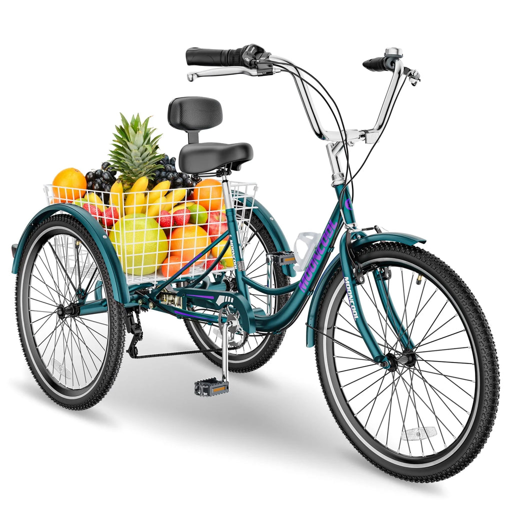 26 Adult Tricycle 3 Wheel 7 Speed 450lbs Capacity Cruise Trike with Shopping Basket R8270