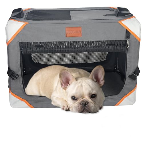 Collapsible 4-Door Portable Dog Crate with Soft Blanket Q59721