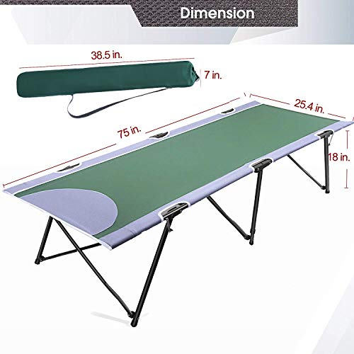 Green Folding Camping Cot with Carry Bag Y11421
