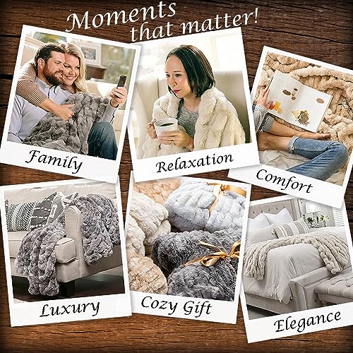 Dark Gray 50" x 65" Faux Fur Throw Blanket Z715