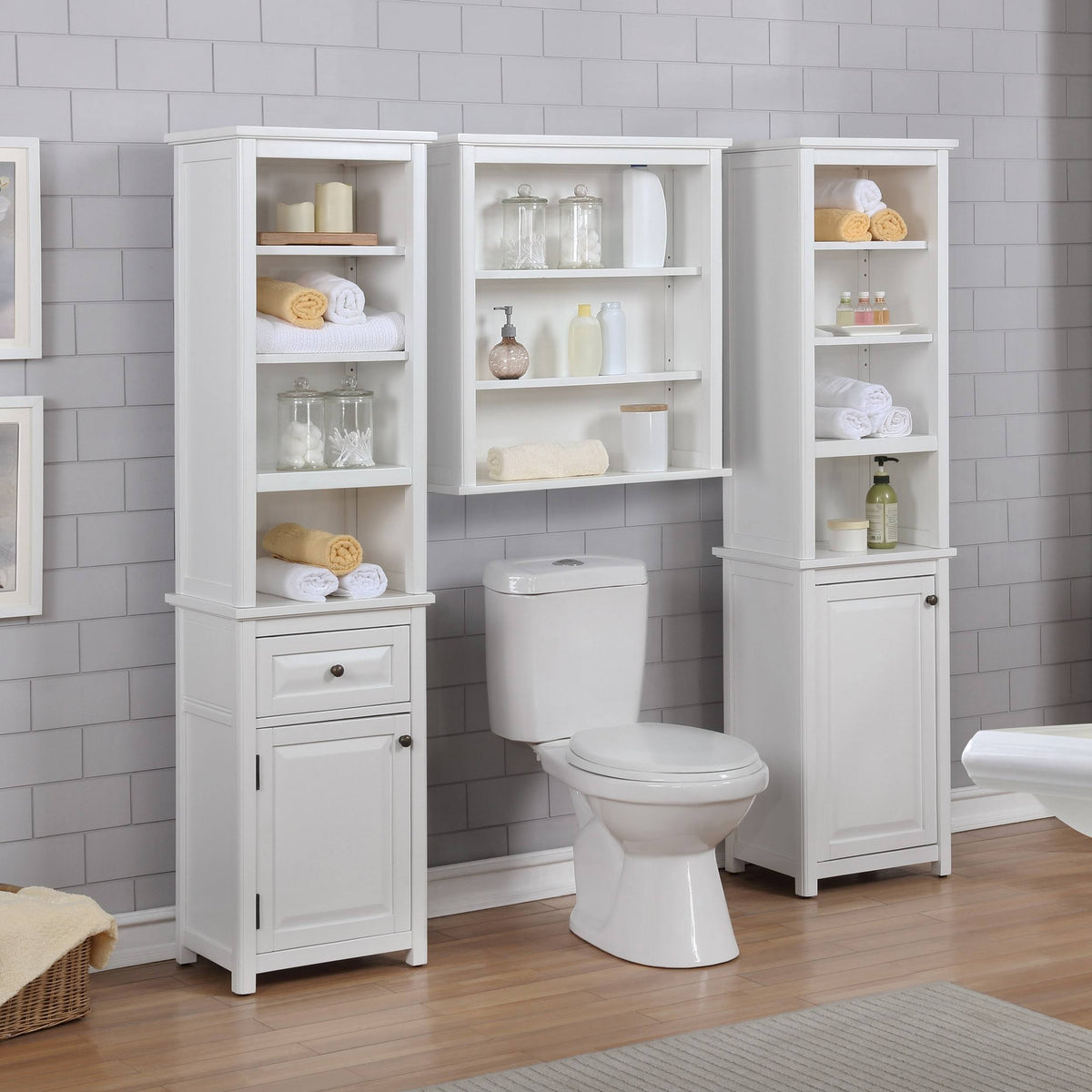 Bathroom Storage Tower with Shelves and Cabinet E39351
