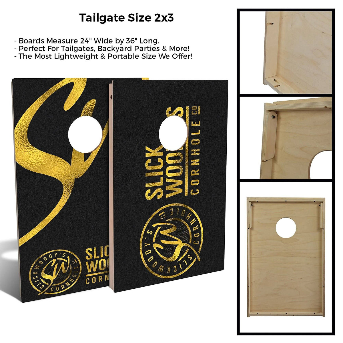 Black and Gold Cornhole Board Set with Carrying Case S5766