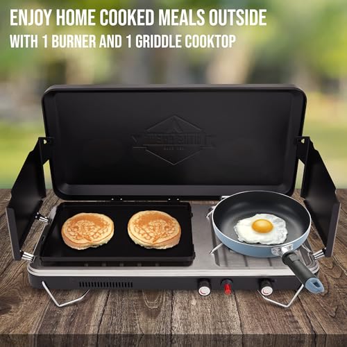 2-in-1 Gas Camping Stove and Griddle with Integrated Igniter J1231