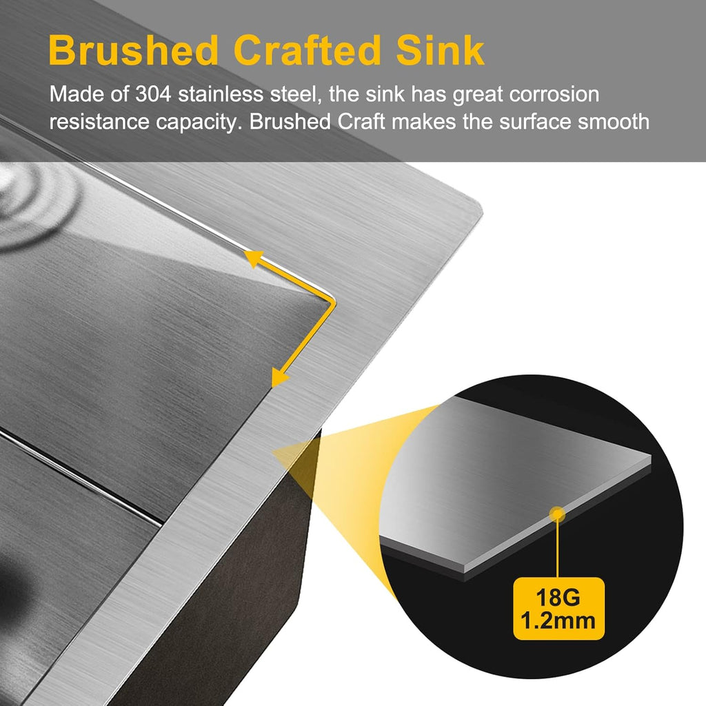 24-Inch Stainless Steel Laundry Sink with Cabinet G580