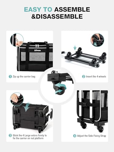 Black Rolling Pet Carrier with Wheels H128