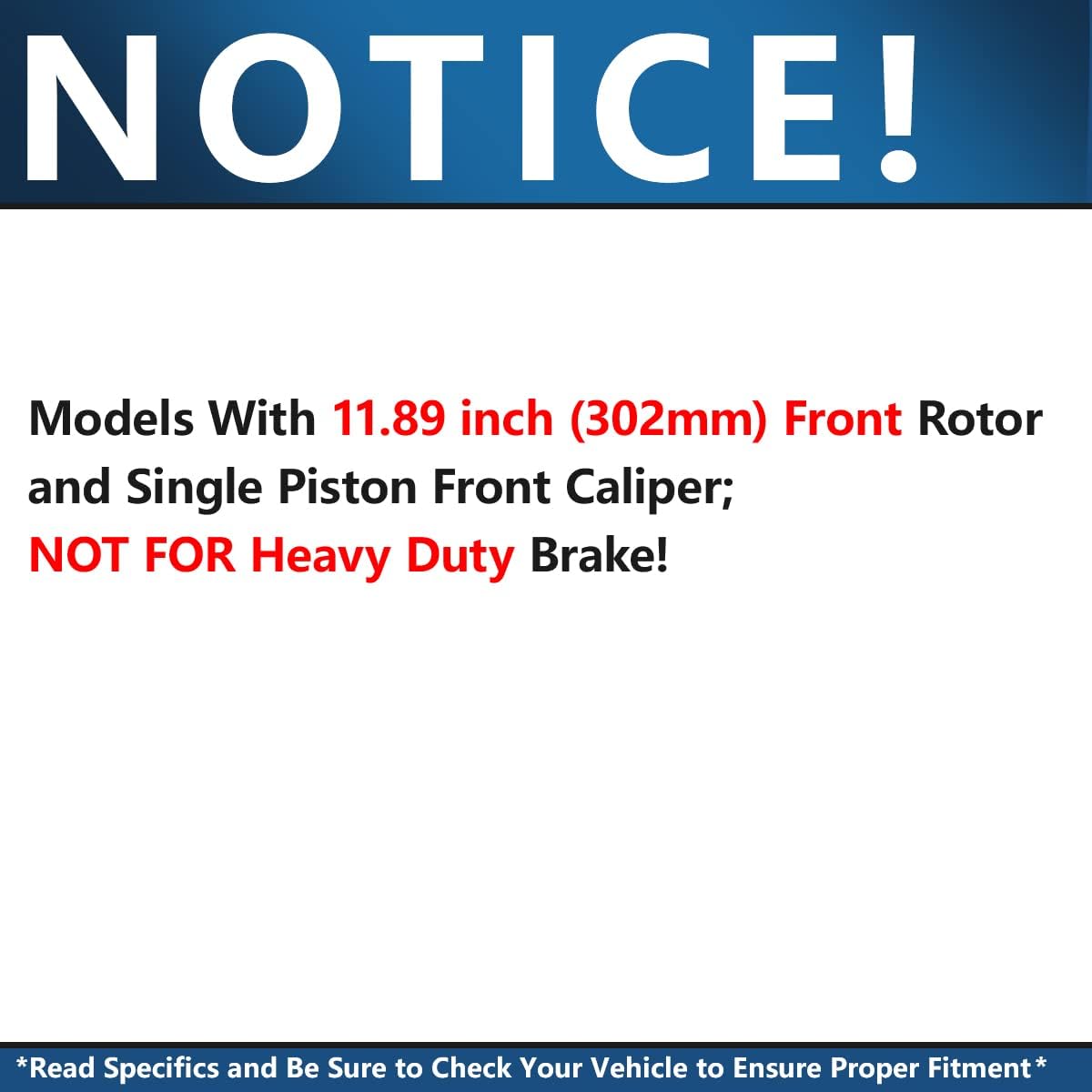 11.89 (302mm) Front Disc Rotors + Brake Pads X85283