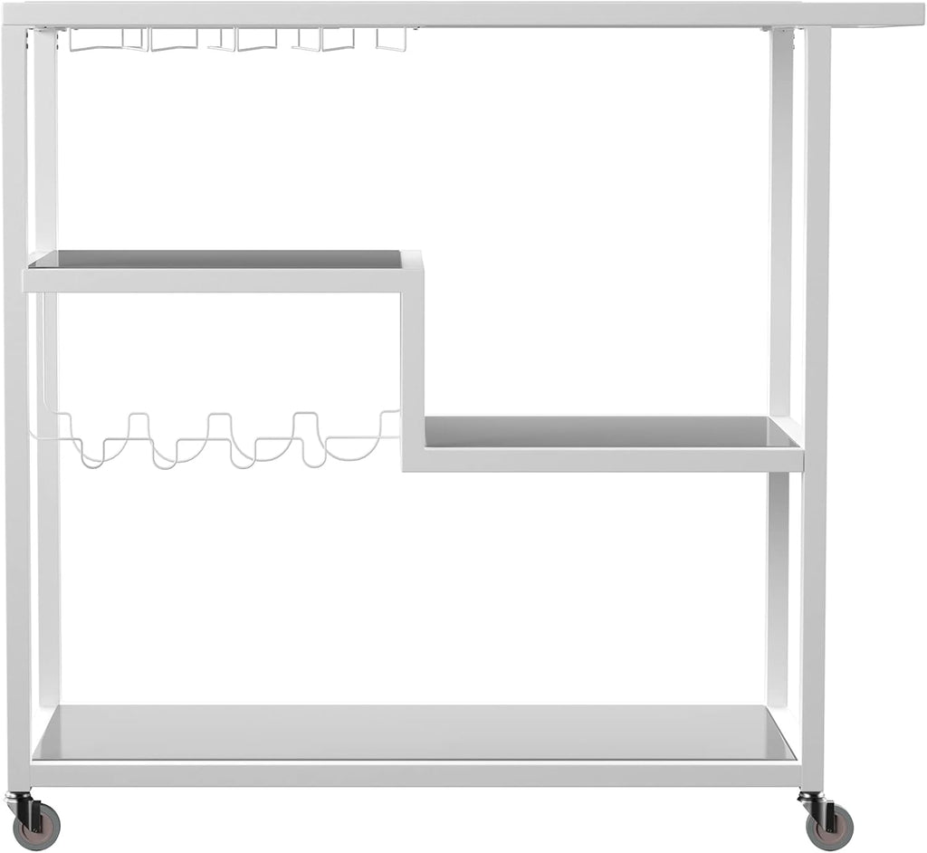 White Bar Cart with Wheels B6367