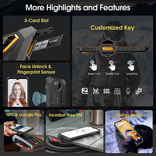 Black Rugged Smartphone, 12+64GB, 50MP Rear Camera, 6.52” Screen, 6320mAh Q439563