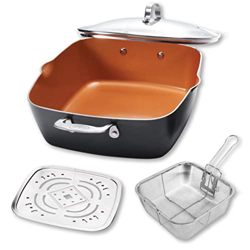 6 Quart Nonstick Copper Casserole Chef’s Pan & Stock Pot 4 Piece Set S66717